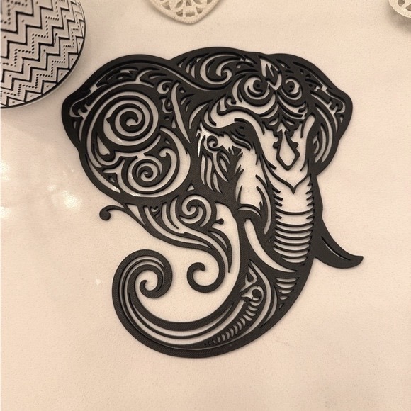 Unbranded Other - Elephant Wall Art Mandala Decor Black 6.5" x 6.75"
